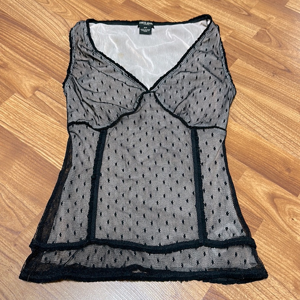 Y2K Guess Jeans mesh nylon top